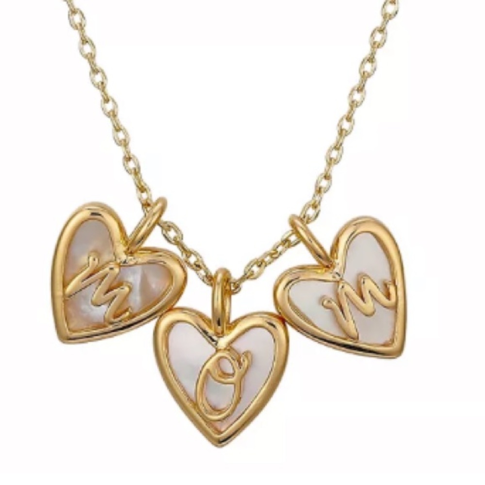 14K Gold "Mom" Pearl Inlay Necklace